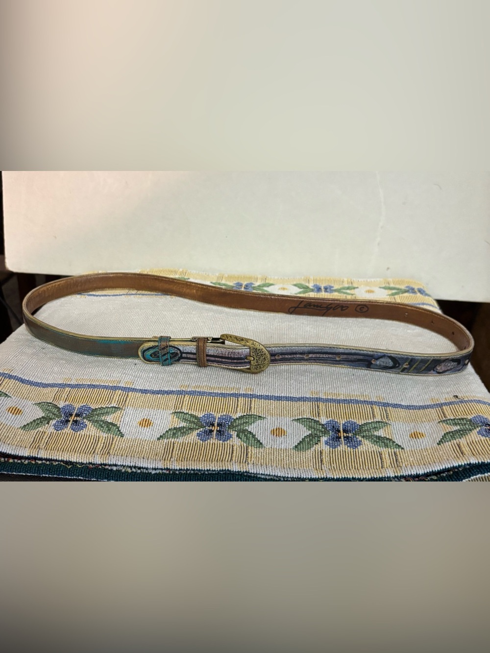 Jane Yoo Leather Handpainted Belt